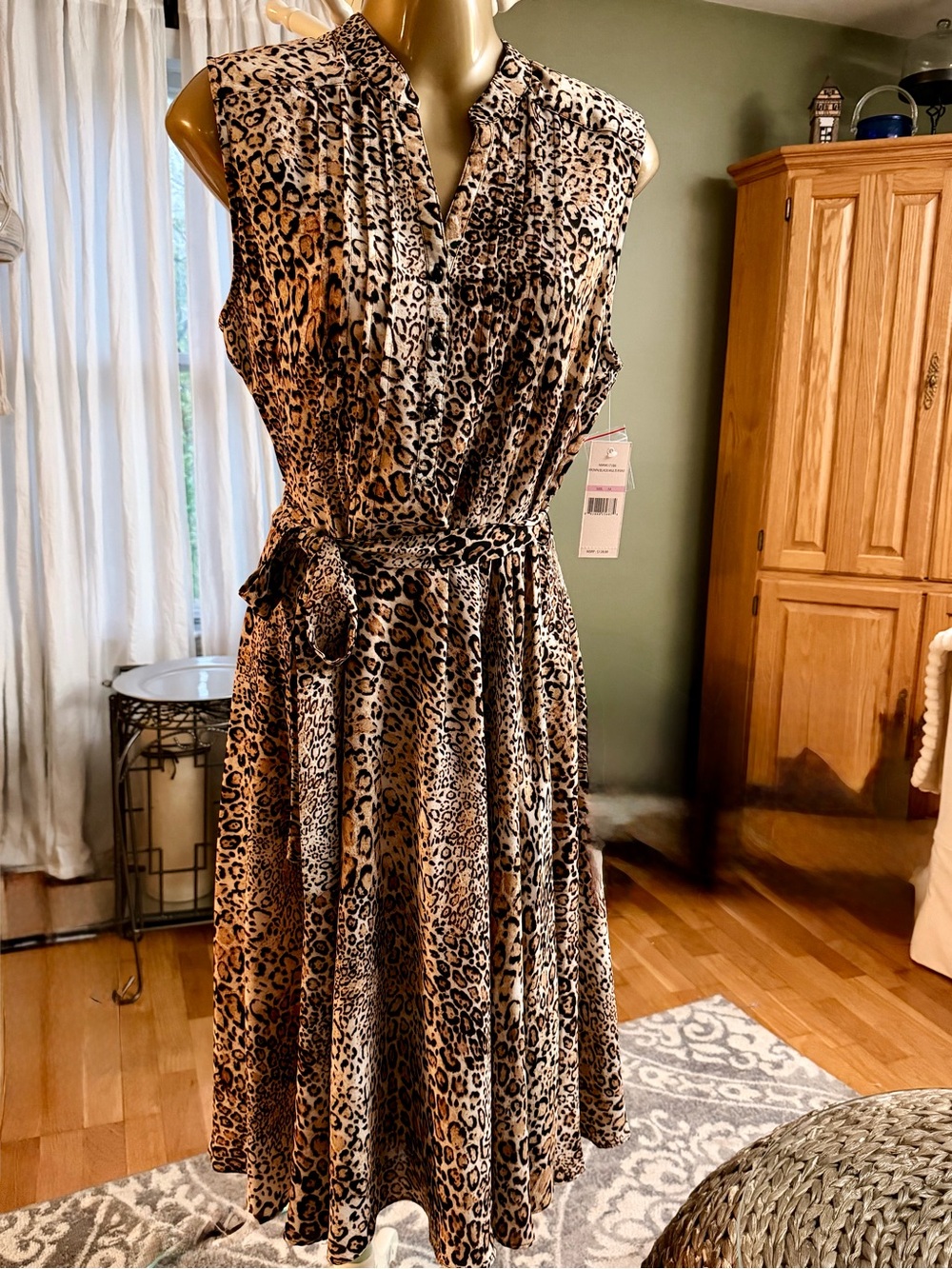 NWT Leopard Print Midi Dress by Nanette Lepore Brown/Black Retail $128.00